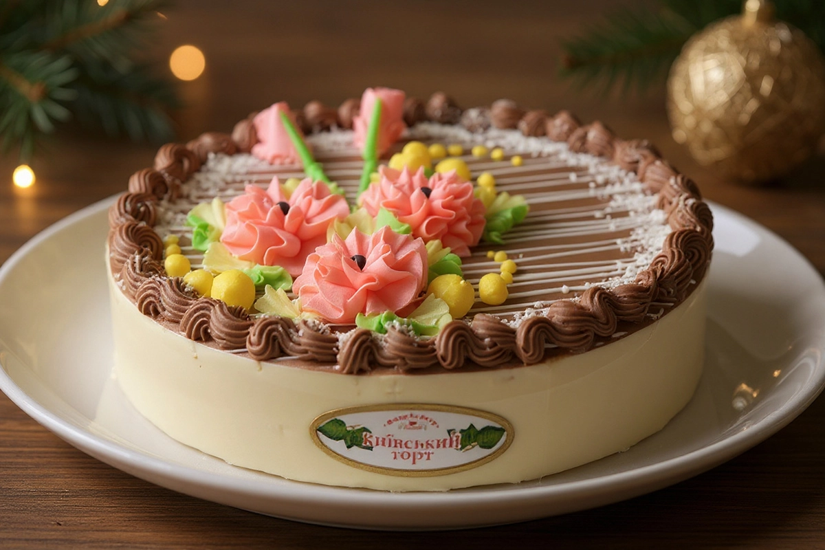 Торт Новый Киевский - новогодний антураж