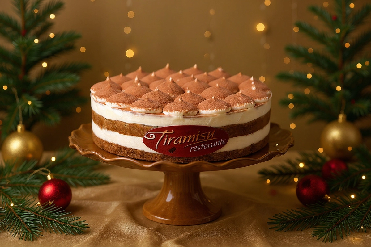 Торт Тирамису в новогоднем оформлении